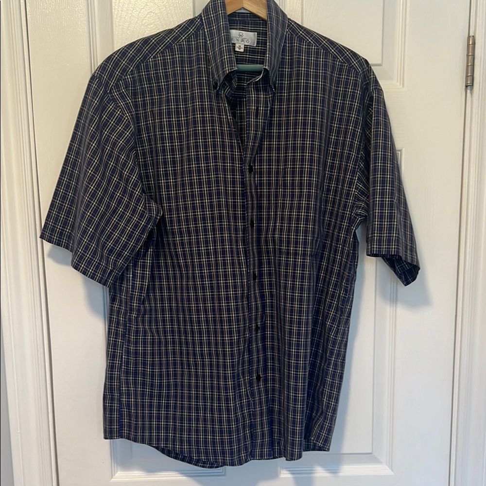 ENRO Black and White Casual Button Down Shirt